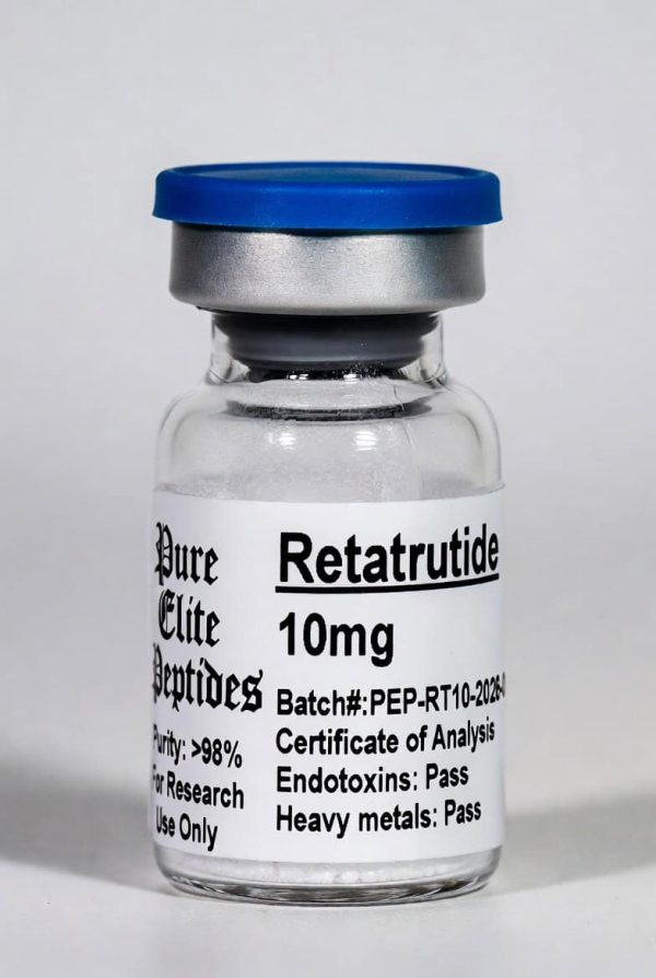 Retatrutide 10mg peptide vial for health and research use.