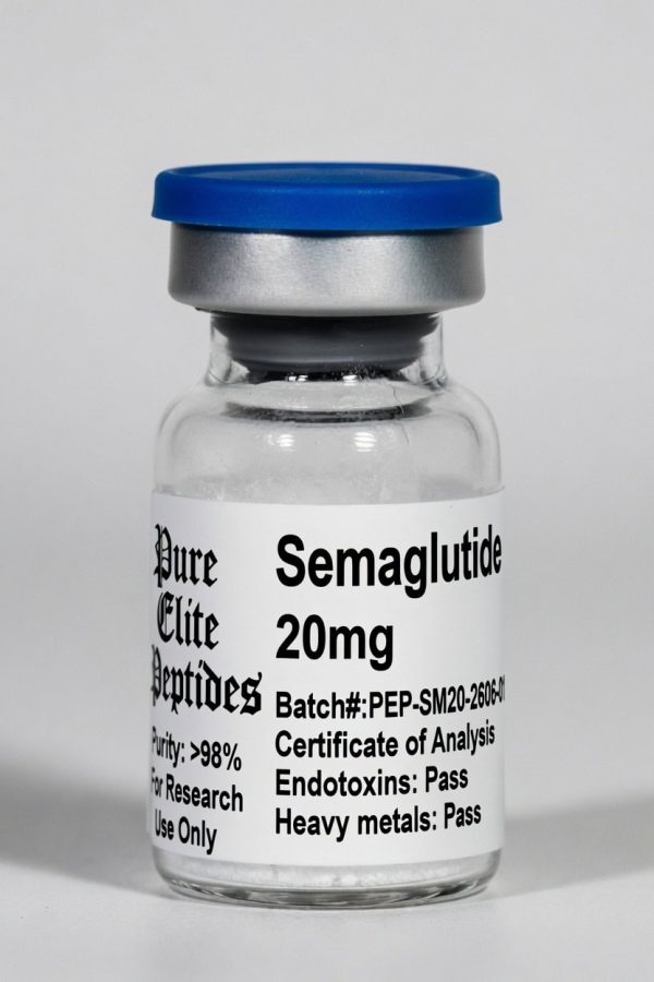 Semaglutide 20mg peptide vial for health and research use.