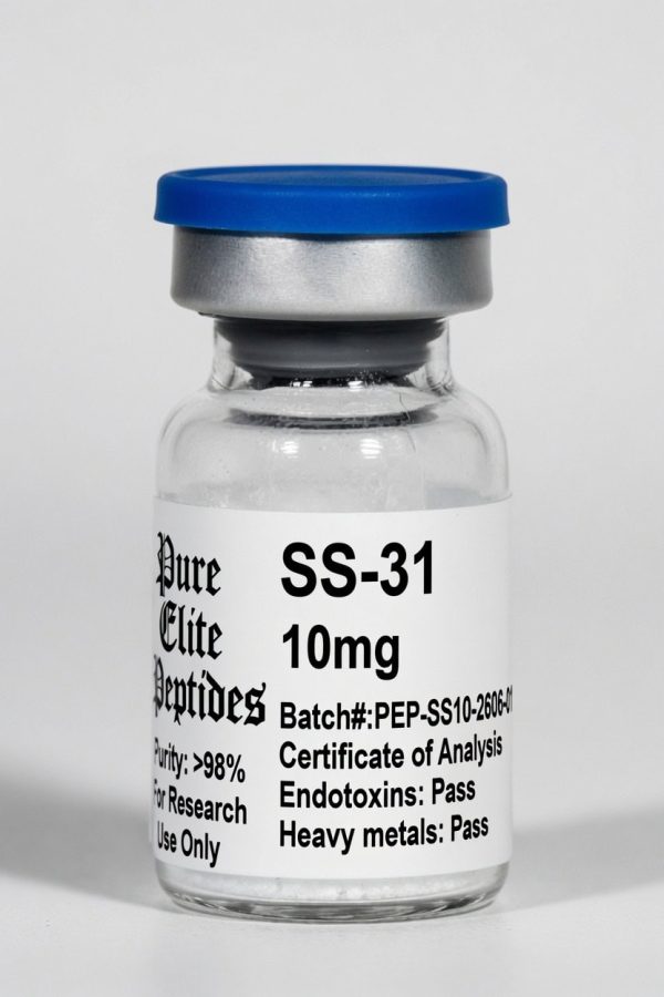 Pure Elite Peptides SS-31 10mg vial for research and supplement use.