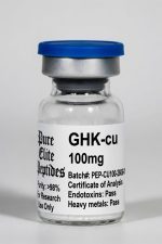 Pure Elite Peptides GHK-cu 100mg vial for research and supplement use.