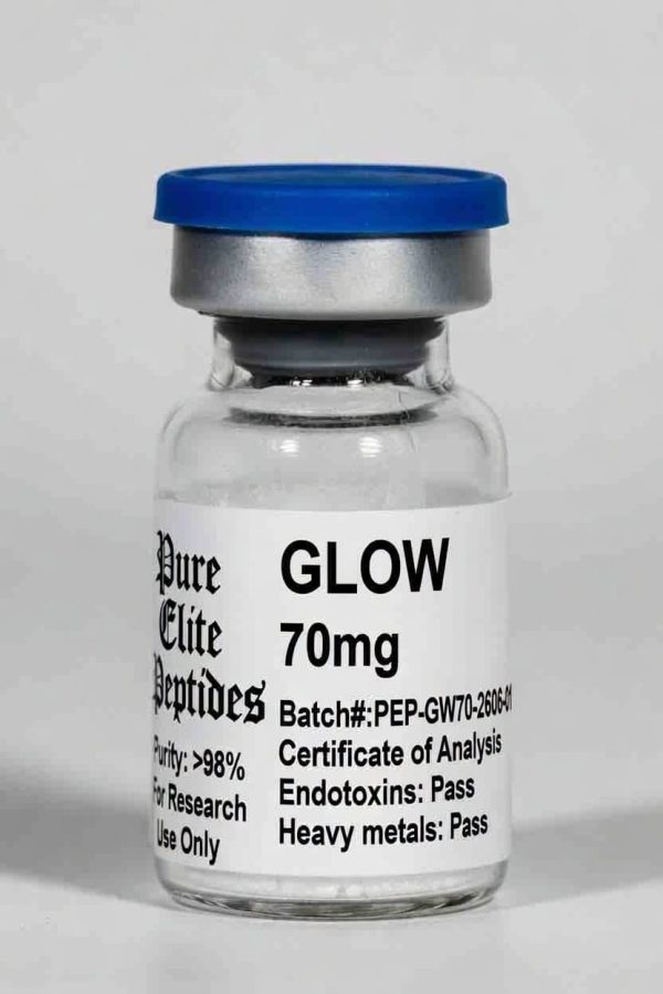 Pure Elite Peptides Glow 70mg vial for health and wellness.